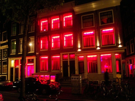 Amsterdam's Red Light District at Night